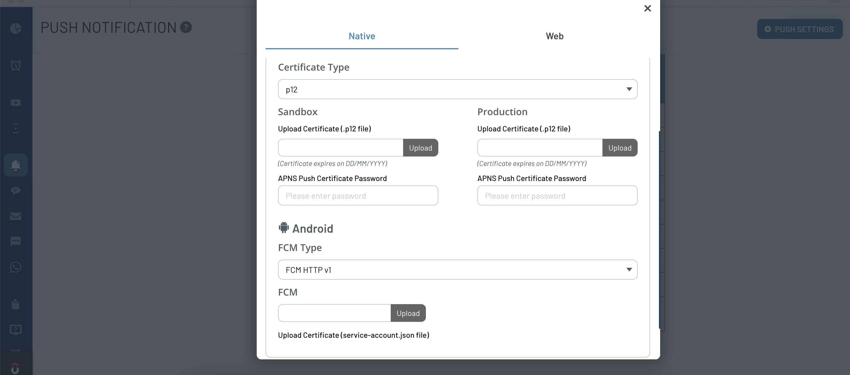 Certificate Upload